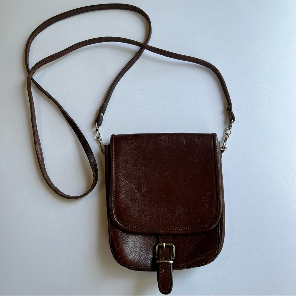 Vintage Lekkerkerker Brown Leather Mini Crossbody Bag